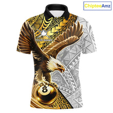 Load image into Gallery viewer, White And Gold Tribal Pattern Billiard Jersey For Men Custom Eagle 8 Ball Billiard Team Shirts NYN2926