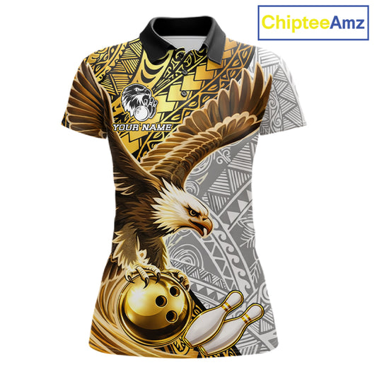Black And Gold Tribal Bowling Jersey For Women Custom Eagle Tribal Team Shirts Bowling League NYN2927