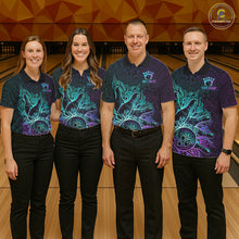 Load image into Gallery viewer, Blue &amp; Purple Tribal Pattern Bowling Ball Jersey For Women Custom Tribal Team Shirts Bowling League NYN2928