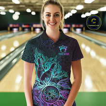 Load image into Gallery viewer, Blue &amp; Purple Tribal Pattern Bowling Ball Jersey For Women Custom Tribal Team Shirts Bowling League NYN2928