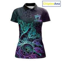 Load image into Gallery viewer, Blue &amp; Purple Tribal Pattern Bowling Ball Jersey For Women Custom Tribal Team Shirts Bowling League NYN2928