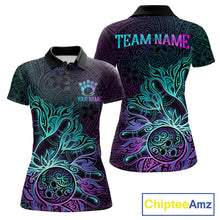 Load image into Gallery viewer, Blue &amp; Purple Tribal Pattern Bowling Ball Jersey For Women Custom Tribal Team Shirts Bowling League NYN2928