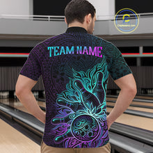 Load image into Gallery viewer, Blue &amp; Purple Tribal Pattern Bowling Ball Jersey For Men Custom Tribal Team Shirts Bowling League NYN2928