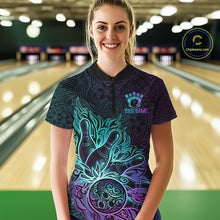 Load image into Gallery viewer, Blue &amp; Purple Tribal Pattern Bowling Ball Jersey For Women Custom Tribal Team Shirts Bowling League NYN2928