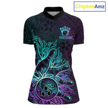 Load image into Gallery viewer, Blue &amp; Purple Tribal Pattern Bowling Ball Jersey For Women Custom Tribal Team Shirts Bowling League NYN2928