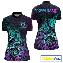 Load image into Gallery viewer, Blue &amp; Purple Tribal Pattern Bowling Ball Jersey For Women Custom Tribal Team Shirts Bowling League NYN2928