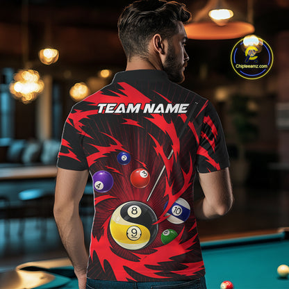 Red Tornado Yin Yang Ball Mens Billiard Pool Shirts Custom 8 Ball And 9 Ball Billiard Team Jersey NYN3304