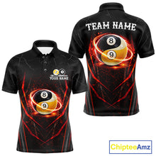 Load image into Gallery viewer, Black and red lightning yin yang billiard polo shirt for men custom pool jersey