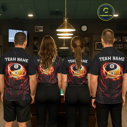 Lightning Yin Yang Black And Red Mens Billiard Pool Shirts Custom Grunge Billiard Team Jersey NYN3308