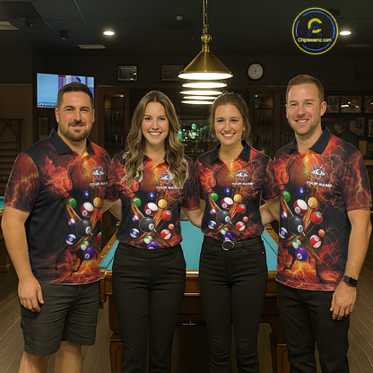 Cobra 8 Ball Cracked Thunder Lightning Billiard Shirts For Men Custom Billiard Team Jersey | Orange NYN3311