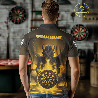 Fire Flame Dragon Yellow Darts Custom Men Darts Jersey Flaming Darts League Shirt NYN2042