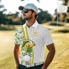 Load image into Gallery viewer, Funny Duck Golfer Polos Team Outfits Yellow And Green Golf Jerseys For Men, Best Mens Golf Shirts NYN3317