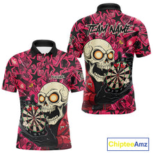 Load image into Gallery viewer, Pink Star Funny Skeleton Dartboard Custom Mens Polo Dart Shirt Funny Dart Jerseys NYN1759