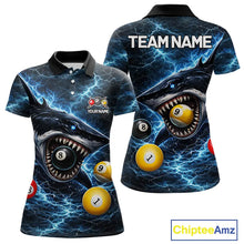Load image into Gallery viewer, Thunder Blue Funny Shark Play Pool 8 Ball Women's Billiard Shirt Custom Billiard Team League Attire NYN2558