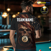 Load image into Gallery viewer, Grunge Vintage US Flag Skull Pool 8 Ball Men Billiard Shirt Custom Retro Billiard Team Attire NYN2563