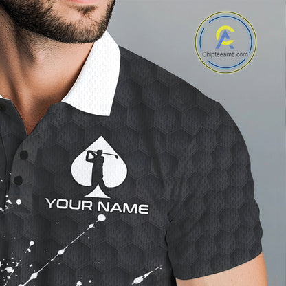 Poker Mens Golf Polo Shirt Custom Name Splatter Poker Golf Top For Team, Golfer Gift For Golfers NYN3325