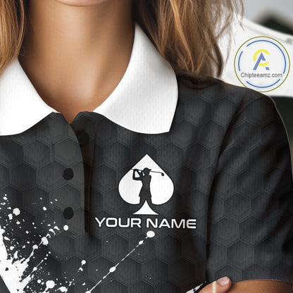 Poker Womens Golf Polo Shirt Custom Name Splatter Poker Golf Top For Team, Golfer Gift For Golfers NYN3325