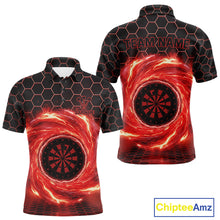 Load image into Gallery viewer, Black &amp; Red Storm Lightning Dartboard Custom Mens Polo Dart Shirt Halftone Dart Jerseys NYN1775