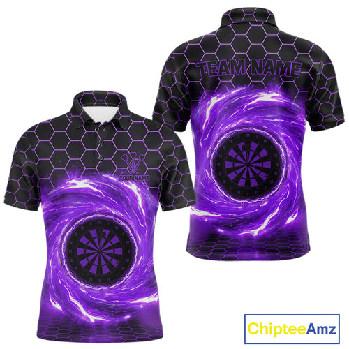 Black & Purple Storm Lightning Dartboard Custom Mens Polo Dart Shirt Halftone Dart Jerseys NYN1777