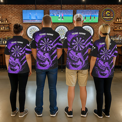 Black And Purple Grunge Scorpion Custom Funny Darts Polo Shirts Men Dart Team Jerseys NYN2274