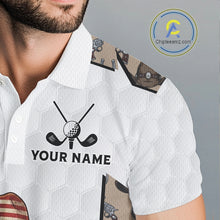 Load image into Gallery viewer, Personalized Cowboy Pattern White Golf Ball Mens Golden Golf Polo Shirts Custom Name Golf Gifts NYN3151