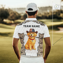 Load image into Gallery viewer, Personalized Cowboy Pattern White Golf Ball Mens Golden Golf Polo Shirts Custom Name Golf Gifts NYN3151