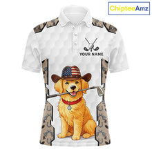 Load image into Gallery viewer, Personalized Cowboy Pattern White Golf Ball Mens Golden Golf Polo Shirts Custom Name Golf Gifts NYN3151