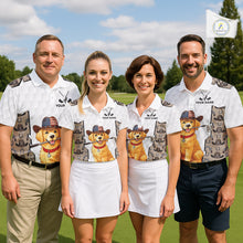 Load image into Gallery viewer, Personalized Cowboy Pattern White Golf Ball Mens Golden Golf Polo Shirts Custom Name Golf Gifts NYN3151