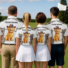 Load image into Gallery viewer, Personalized Cowboy Pattern White Golf Ball Mens Golden Golf Polo Shirts Custom Name Golf Gifts NYN3151