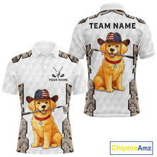 Load image into Gallery viewer, Personalized Cowboy Pattern White Golf Ball Mens Golden Golf Polo Shirts Custom Name Golf Gifts NYN3151