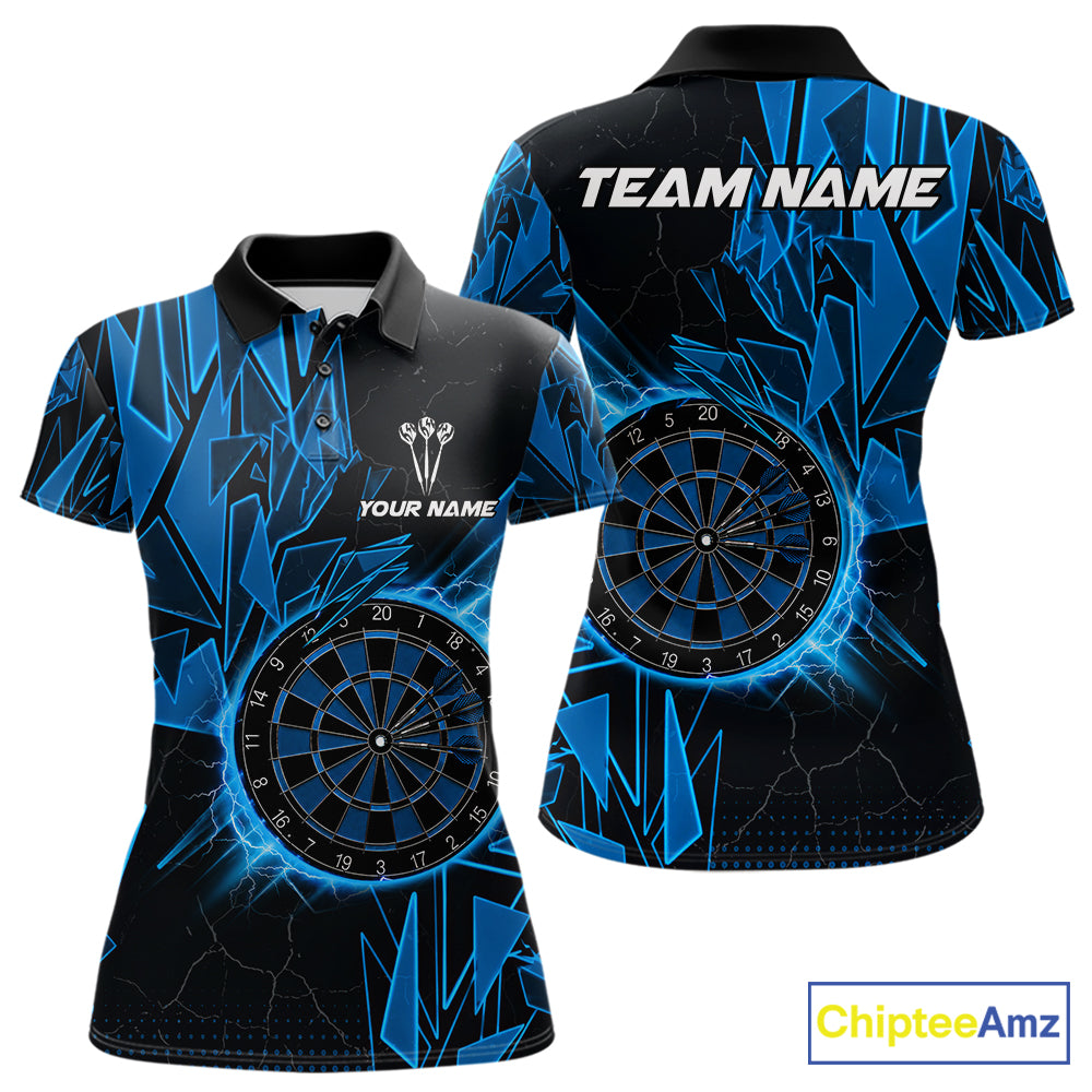 Blue broken glass dartboard lightning dart shirt for women custom dart jersey