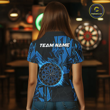 Blue Broken Glass Dartboard Lightning Dart Shirt Custom Dart Jersey For Women, Gifts For Dart Players NYN3335