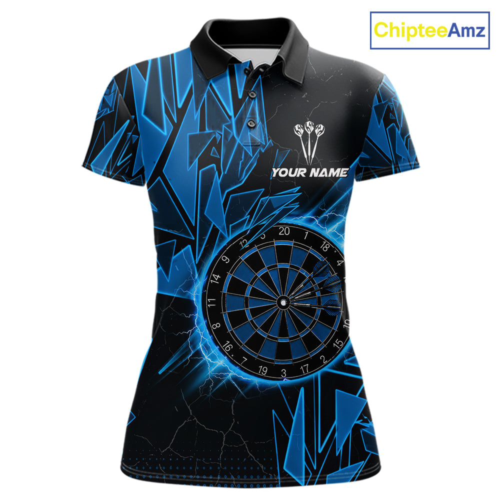 Blue broken glass dartboard lightning dart shirt for women custom dart jersey