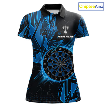 Blue broken glass dartboard lightning dart shirt for women custom dart jersey