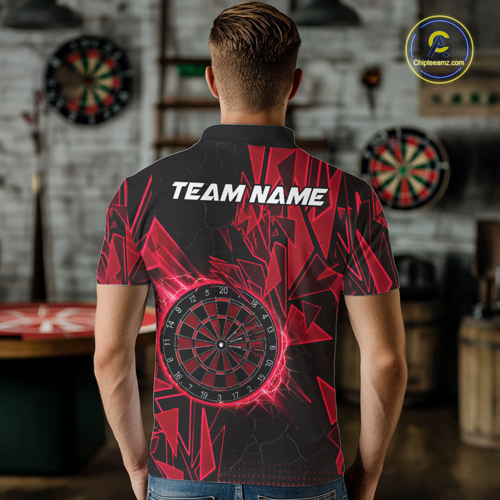Red Broken Glass Dartboard Lightning Dart Shirt Custom Dart Jersey For Men, Gifts For Dart Players NYN3336