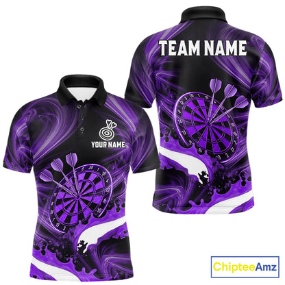 White and purple smoking dart polo shirt custom splatter dart team clothing