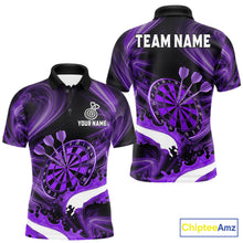 Load image into Gallery viewer, White and purple smoking dart polo shirt custom splatter dart team clothing