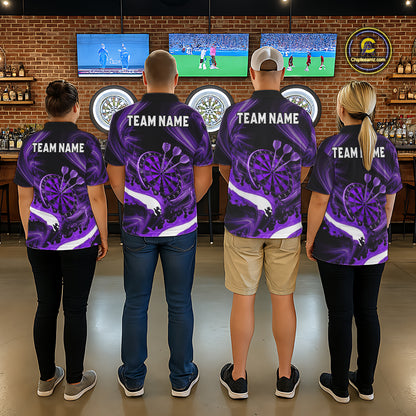 White And Purple Smoking Men Dart Polo & 1/4-Zip Shirt Custom Splatter Dart Team Clothing NYN3341