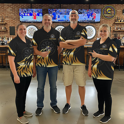 Black And Gold Horror Wolf Dart Shirts For Men Custom Thunder Dartboard Dart Team Name Jerseys NYN3625