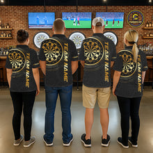 Load image into Gallery viewer, Black &amp; Gold Gradient Dartboard Mens Dart Polo Quarter Zip Shirts Custom Team Name Dart Jerseys NYN3630