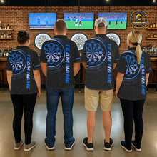 Load image into Gallery viewer, Black &amp; Blue Gradient Dartboard Womens Dart Polo Quarter Zip Shirts Custom Team Name Dart Jerseys NYN3631