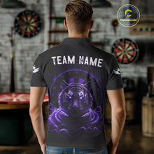 Load image into Gallery viewer, Black And Purple Smokes Tiger Dartboard Custom Mens Polo Dart Shirt Funny Dart Jerseys NYN1781