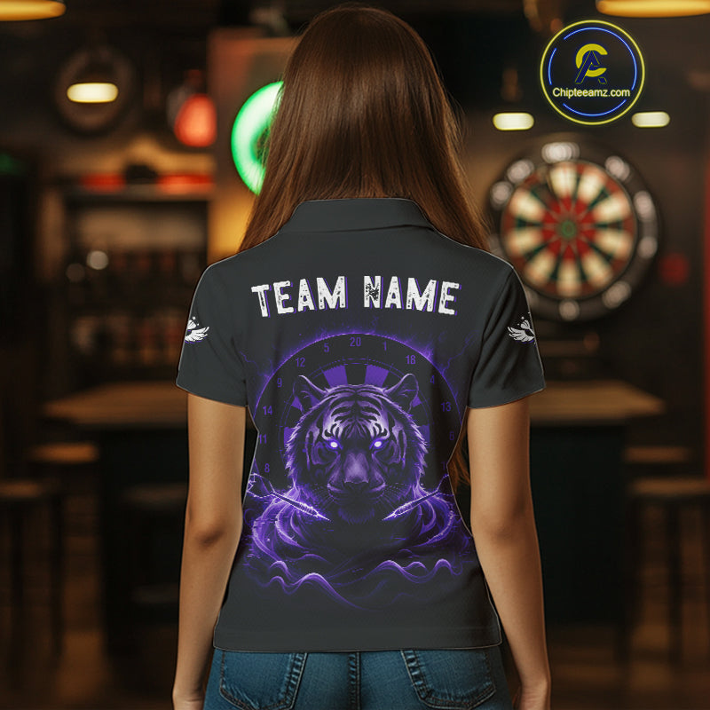Black And Purple Smokes Tiger Dartboard Custom Mens Polo Dart Shirt Funny Dart Jerseys NYN1781
