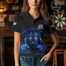 Load image into Gallery viewer, Black And Blue Smokes Tiger Dartboard Custom Mens Polo Dart Shirt Funny Dart Jerseys NYN1782