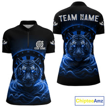 Load image into Gallery viewer, Black And Blue Smokes Tiger Dartboard Custom Mens Polo Dart Shirt Funny Dart Jerseys NYN1782