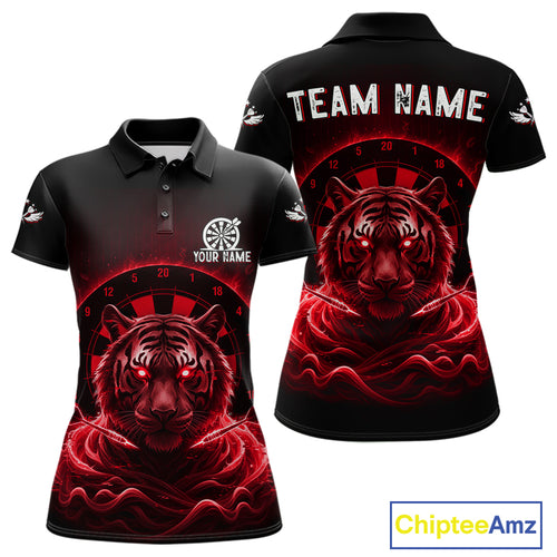 Black And Red Smokes Tiger Dartboard Custom Mens Polo Dart Shirt Funny Dart Jerseys NYN1783