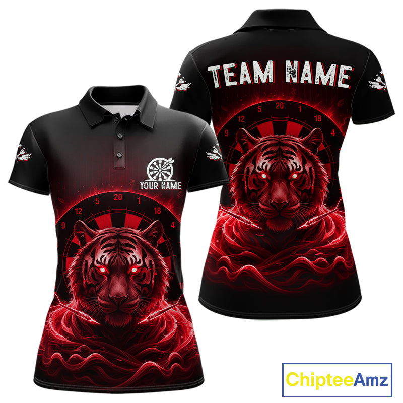 Black And Red Smokes Tiger Dartboard Custom Mens Polo Dart Shirt Funny Dart Jerseys NYN1783