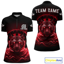 Load image into Gallery viewer, Black And Red Smokes Tiger Dartboard Custom Mens Polo Dart Shirt Funny Dart Jerseys NYN1783
