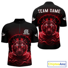 Load image into Gallery viewer, Black And Blue Smokes Tiger Dartboard Custom Mens Polo Dart Shirt Funny Dart Jerseys NYN1782