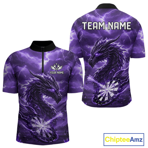 Lightning Dragon Purple Dartboard Custom Dart Men Polo Shirt Outfits Dart Jerseys NYN1786